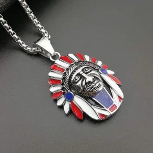 Native American Indian Pendant Necklace Jewelry Silver